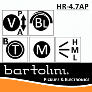 Bartolini NTMB+F HR-4.7J APJ/918 3 Band EQ, 4 Pots, 1 toggle Jazz Layout